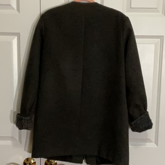 METAPHOR Vegan Leather Wool Blend Coat - Picture 3 of 6